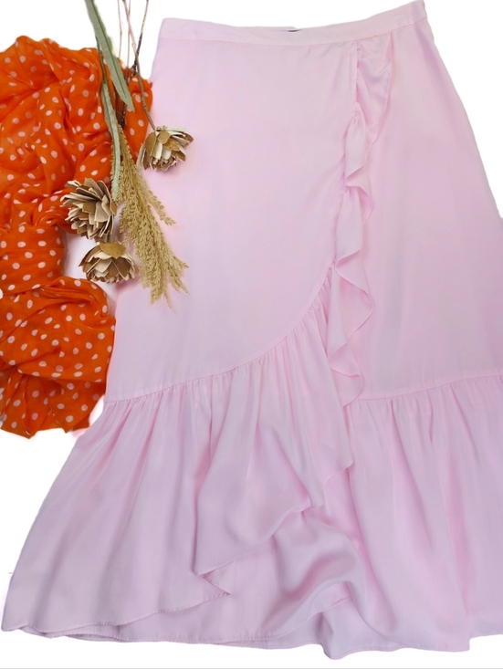 Kaari Blue Dresses & Skirts - New Kaari Blue Soft Pink Ruffle Wrap Skirt Sz 12 P